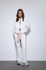 Antioch Off-White Bomber Jacket and Flare Pants Set