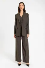 Veste blazer rayée à un bouton pour femme Antioch Coffee