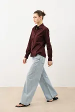 Antioch Burgundy Basic Slim Fit Women's Shirt