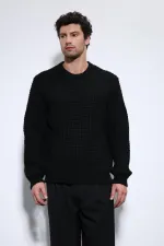 Pull Antioch noir en maille texturée pour homme