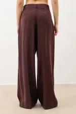 Antioch Bordo Pileli Palazzo Kadın Pantolon