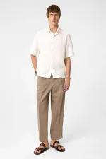 Chemise homme Antioch blanche 100 % lin coupe décontractée