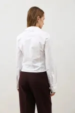 Chemise Antioch blanche en popeline froncée pour femme