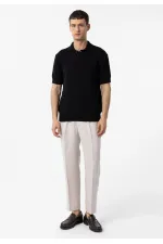 Antioch Siyah 100% Pamuk Polo Yaka Triko T-Shirt