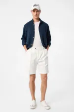 Antioch Ekru Yüksek Bel Pileli Erkek Şort