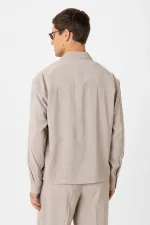 Antioch Bej Relax Fit Modal Kumaş Erkek Gömlek