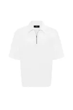 Antioch Ekru Relax Fit Fermuarlı Polo Yaka Erkek T-Shirt