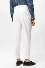 Pantalon homme Antioch écru à taille haute plissée coupe carotte