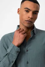 Antioch Green Linen Blend Men's Shirt