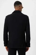 Veste blazer Antioch noire non doublée pour homme avec poches plaquées