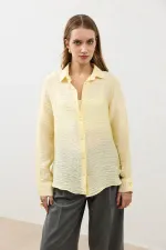 Chemise drapée en mousseline jaune Antioch pour femme