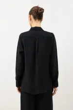 Antioch Siyah Dökümlü Müslin Kadın Gömlek