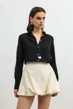 Chemise rayée Antioch Black 100 % lyocell pour femme avec mouchoir