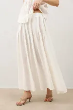 Jupe drapée blanc cassé Antioch pour femme