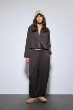 Antioch Kahve Volümlü Ceket Ve Paça Lastikli Eşofman Takım