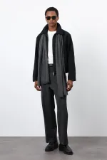 Antioch Siyah Regular Fit Dokulu Erkek Mont