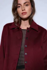 Antioch Burgundy Shirt Collar Short Cashmere Jacket