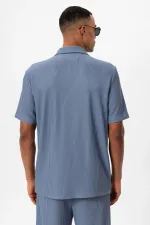 Antioch Indigo Corduroy Short-Sleeved Men's Shirt