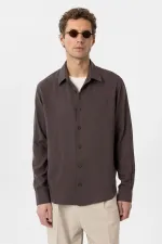 Antioch Kahve Relax Fit Liyosel Kumaş Erkek Gömlek