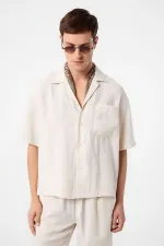 Chemise homme Antioch Ecru Apache à col Apache en tissu modal