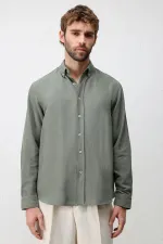 Antioch Khaki Linen Blend Relaxed Fit Men's Shirt