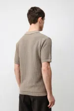 Antioch Bej Premium Dokulu Erkek Triko T-Shirt