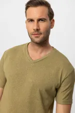 T-shirt basique pour homme Antioch Khaki à col en V