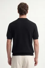 Antioch Siyah Dokulu Polo Yaka Erkek T-Shirt