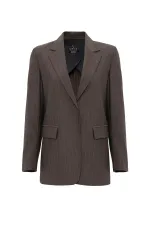 Veste blazer rayée à un bouton pour femme Antioch Coffee