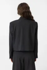 Antioch Anthracite Relax Fit Buttonless Crop Women's Blazer Jacket