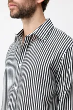 Chemise rayée Antioch Black Lyocell Blend Relax Fit pour homme