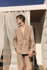 Antioch Vizon Relax Fit Diagonel İnce Erkek Blazer Ceket