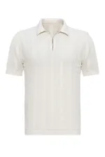 Polo blanc Antioch à col zippé pour homme