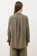 Antioch Khaki Draped Oversize Women's Shirt