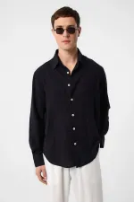 Chemise texturée Antioch noire coupe décontractée pour homme