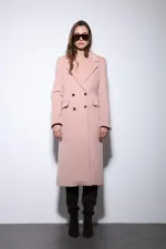 Antioch Pembe Yün Karışımlı Kruvaze Kadın Kaban