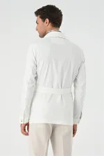 Veste de saison en lin écru pour homme avec ceinture Antioch