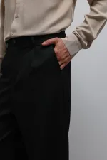Antioch Black Relax Fit Pleated Men's Trousers