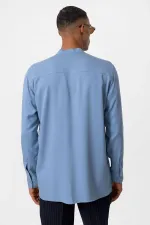 Antioch Baby Blue Mandarin Collar Regular Fit Men's Shirt