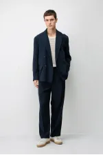 Veste blazer pour homme Antioch Navy en mélange modal, coupe décontractée