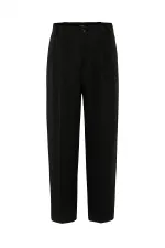 Pantalon plissé Antioch noir taille haute coupe décontractée pour homme