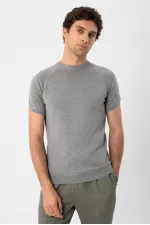 Antioch Gri Melanj Bisiklet Yaka Triko T-Shirt