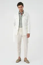 Veste de saison en lin écru pour homme avec ceinture Antioch