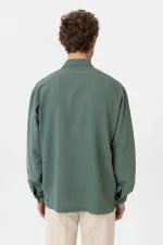 Chemise décontractée pour homme Antioch Green en lin mélangé
