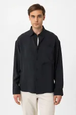 Antioch Siyah Relax Fit Modal Kumaş Erkek Gömlek