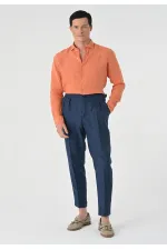 Antioch Salmon Collar Button Detail 100% Linen Men's Shirt