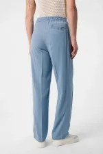 Antioch Light Blue High-Waisted Pleated Linen Blend Men's Trousers