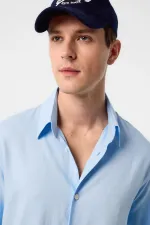 Antioch Blue Relax Fit Linen Blend Men's Shirt