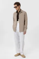 Chemise homme Antioch beige coupe décontractée en tissu modal