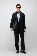 Antioch Koyu Lacivert Relaxed Fit Çizgili Erkek Takım Elbise